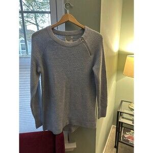ABERCROMBIE Crewneck Waffle Knit Zip Pullover Sweater
